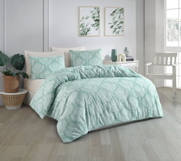 L'essentiel linge de maison Juego de funda de edredón doble Post - Water Green